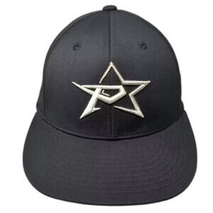 CapAmerica Baseball Cap Black White Star P Logo Fitted M Flexfit Hat Laser Cut